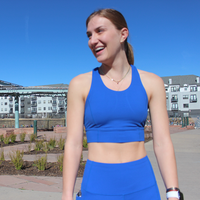 MID-NECK SPORTS BRA // BLUEBERRY