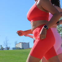 HIGH-NECK SPORTS BRA // TANGERINE
