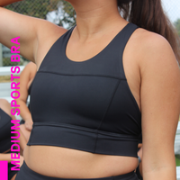 MID-NECK SPORTS BRA // ONYX