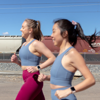 HIGH-NECK SPORTS BRA // BLUE STEEL