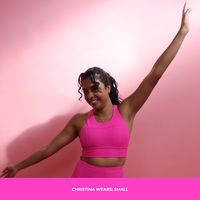 MID-NECK SPORTS BRA // HOT PINK