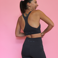 MID-NECK SPORTS BRA // DARK GREY