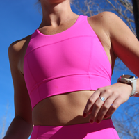 MID-NECK SPORTS BRA // HOT PINK