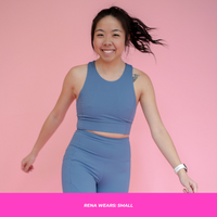 HIGH-NECK SPORTS BRA // BLUE STEEL