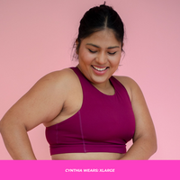 HIGH-NECK SPORTS BRA // RASPBERRY