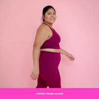 HIGH-NECK SPORTS BRA // RASPBERRY